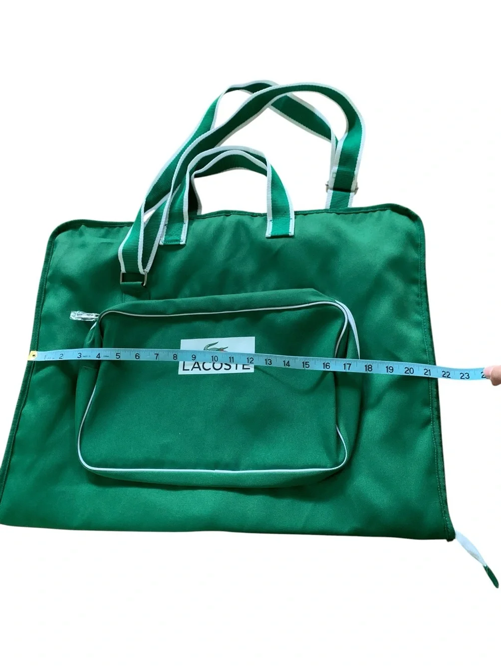 Lacoste Parfums Green Folding Garment Bag Weekender Travel Suitcase Unisex NWOT